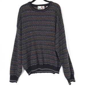 FLORENCE TRICOT Men's Sweater LARGE Vintage ITALY MADE Knit Geometric WOOL Blend